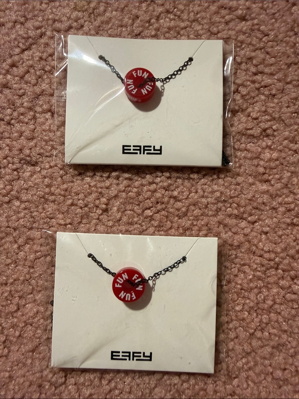 2 x Effy Red 'FUN' Barrel Necklace with Black Chain